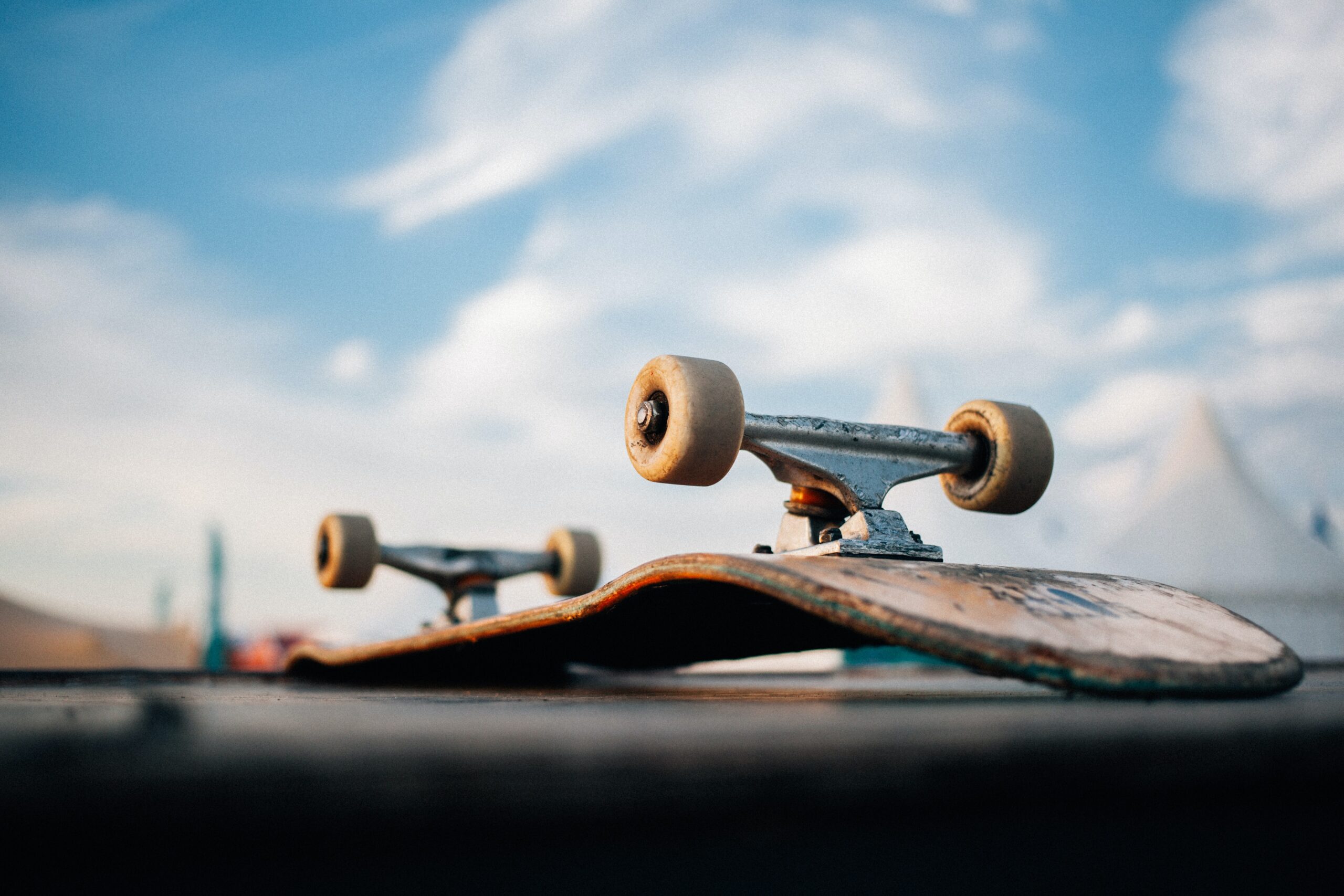 Skateboard with an outdoor view