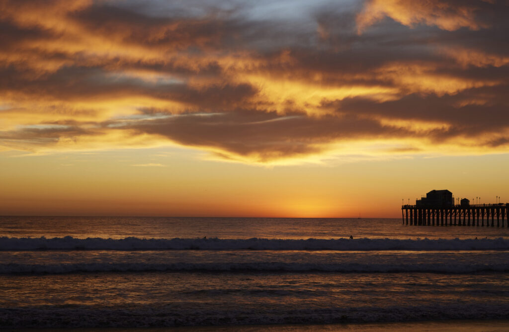 Sunset over oceanside pier
