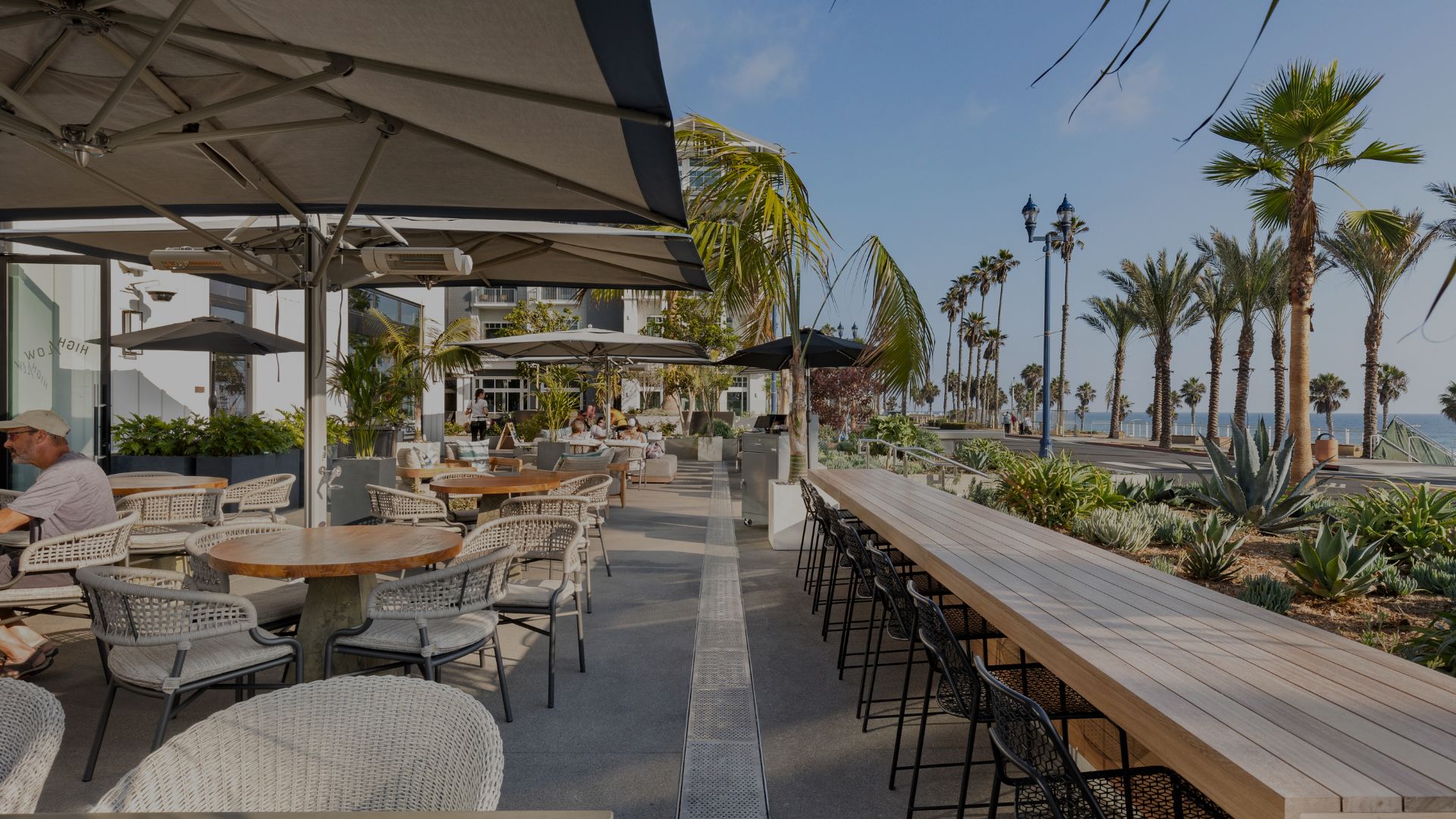 High Low bar patio with beach views