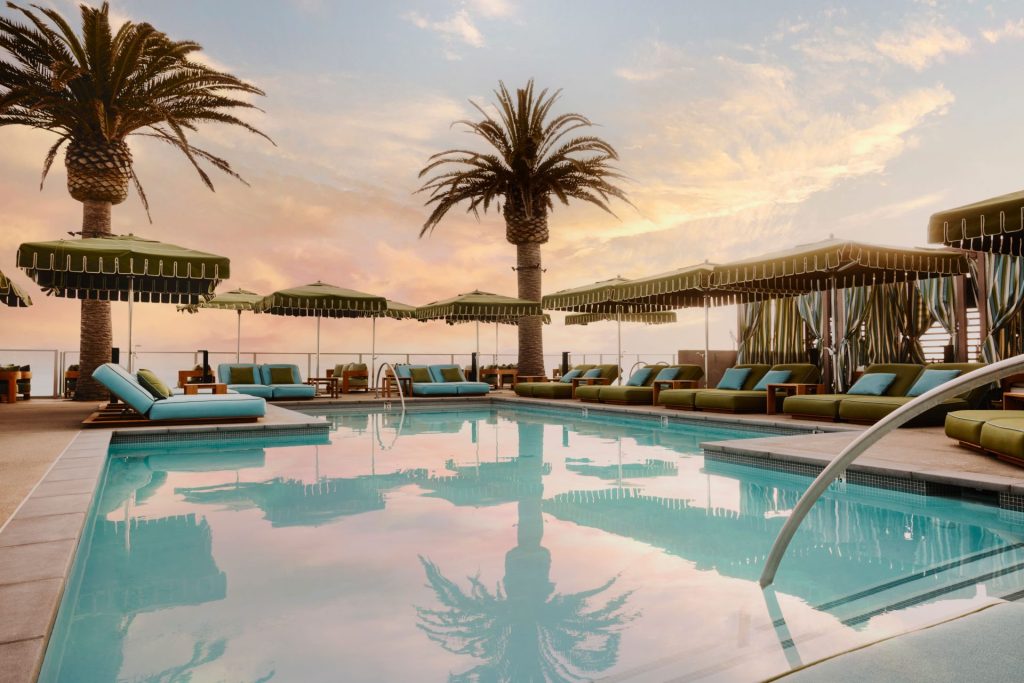 Luxury rooftop pool with panoramic ocean views at mission pacific beach resort