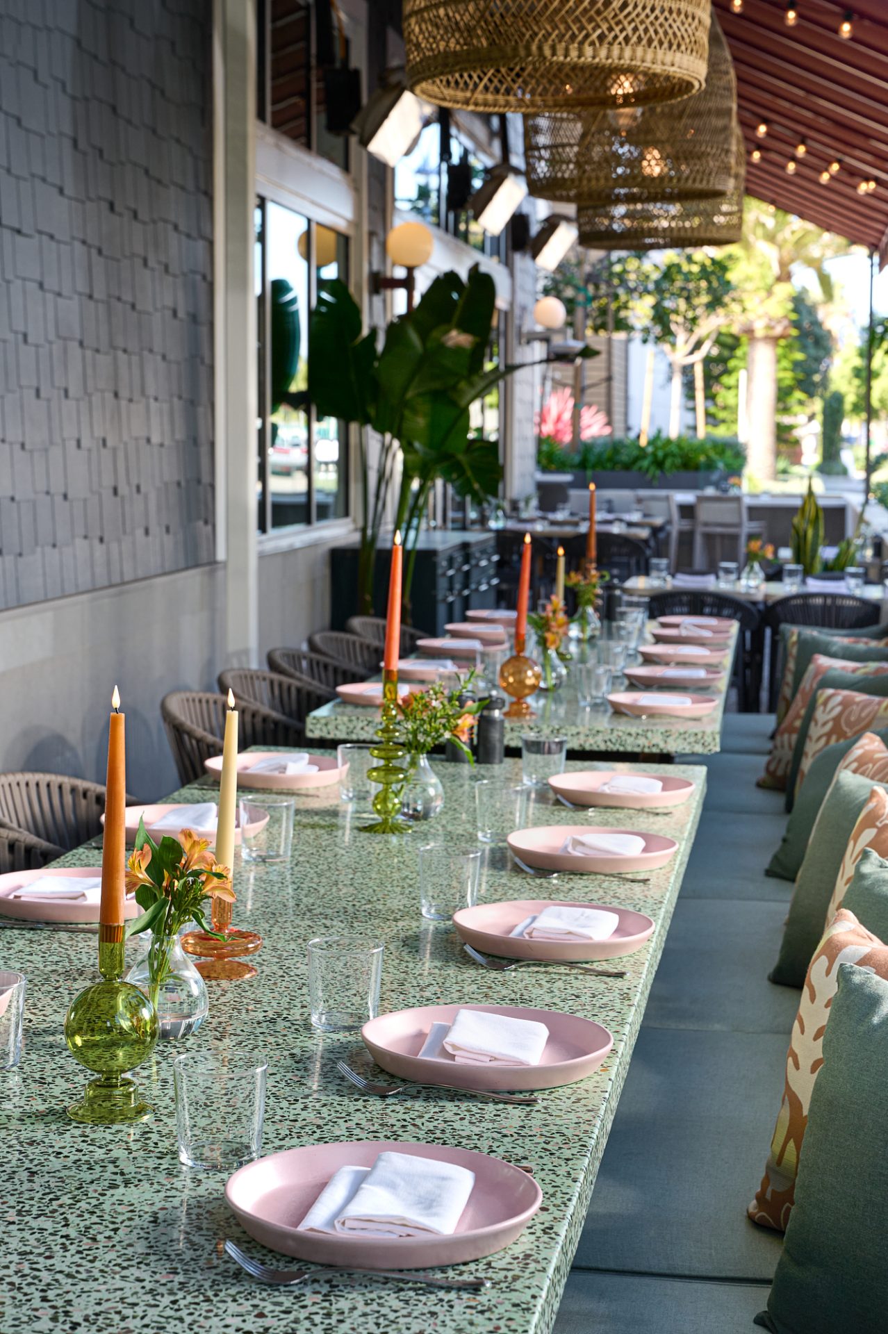 table with candles and plates