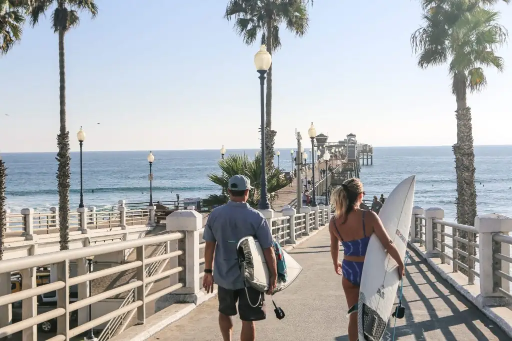 Surfing at the oceanside pier
