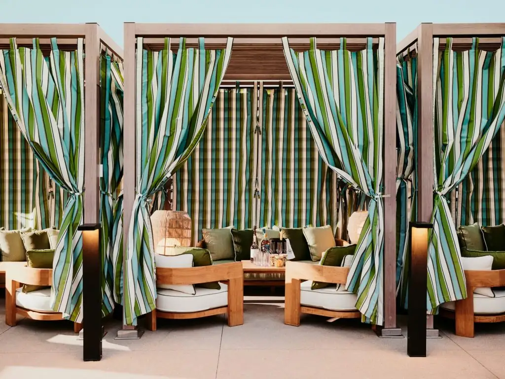 Photo of the cabanas at The Rooftop Bar