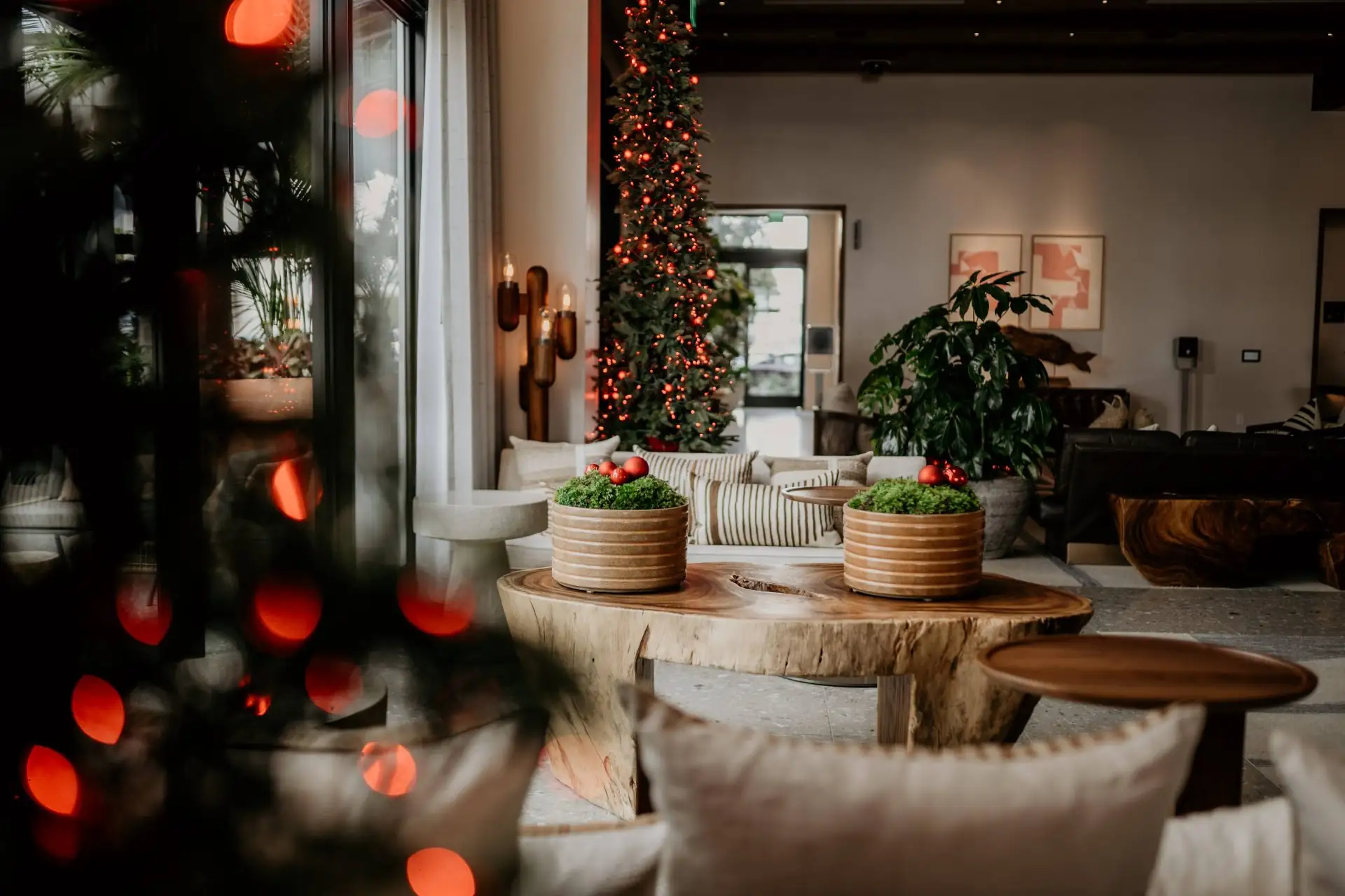 Mission pacific lobby decorated for the holidays